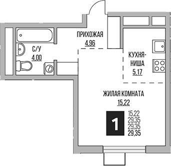 Планировка 29.35 м²