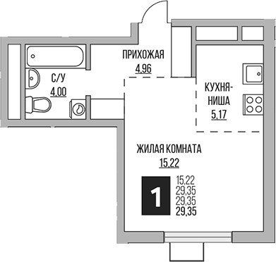 Планировка 29.35 м²