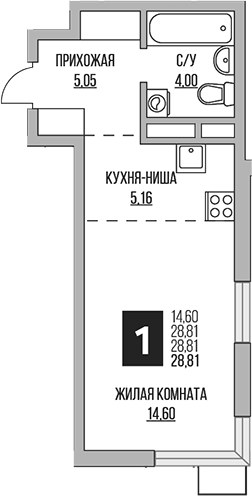 Планировка 28.81 м²
