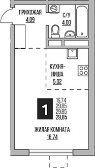 Планировка 29.85 м²