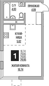 Планировка 29.85 м²