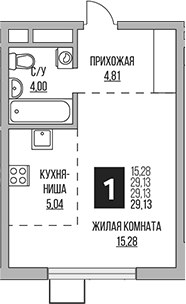 Планировка 29.13 м²