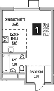 Планировка 29.07 м²