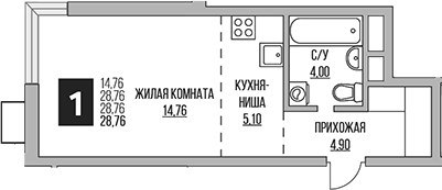 Планировка 28.76 м²