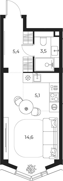 Планировка 28.6 м²