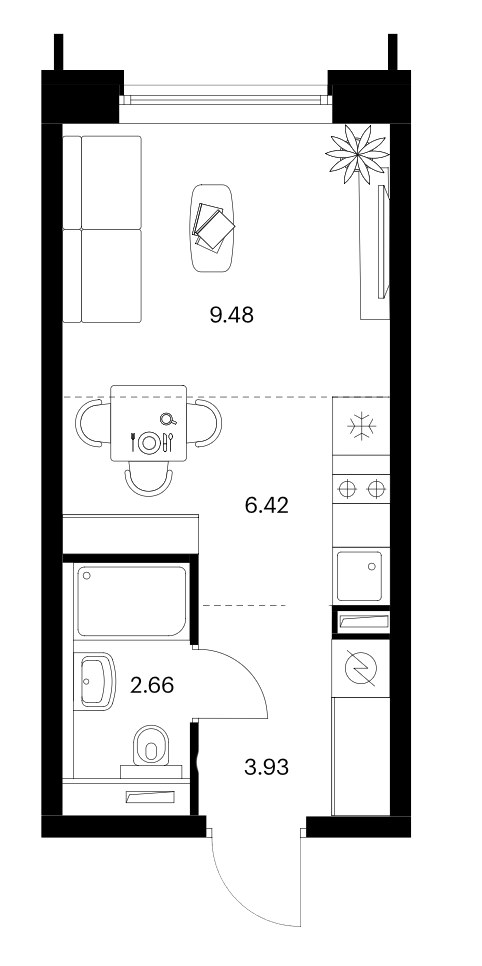 Планировка 22.49 м²