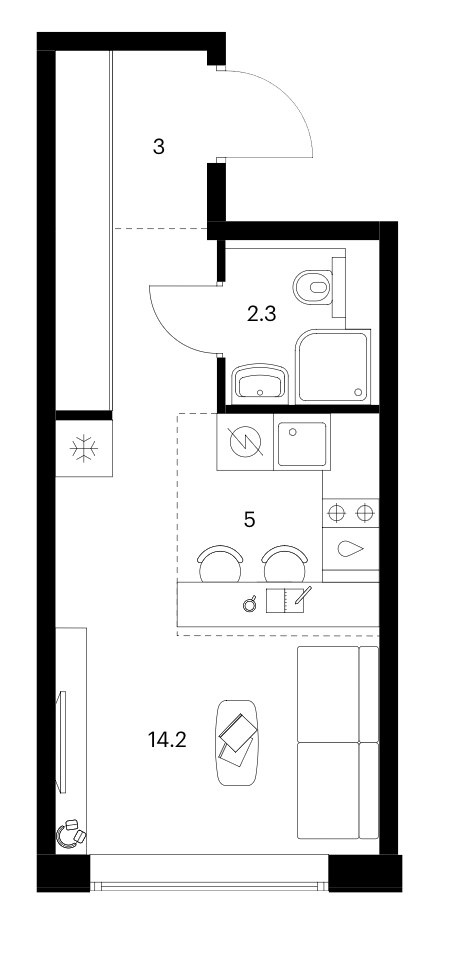Планировка 24.5 м²