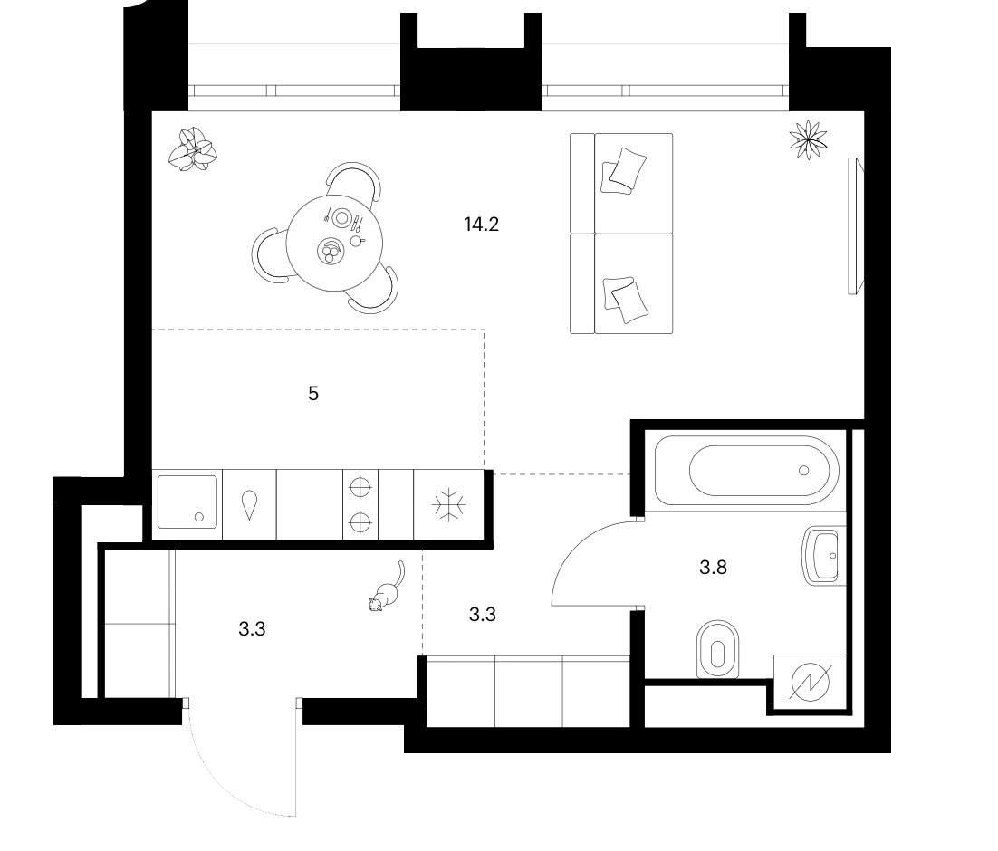 Планировка 29.6 м²