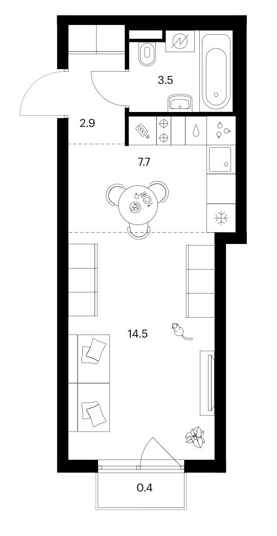 Планировка 29.0 м²