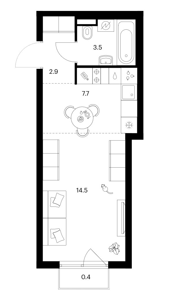 Планировка 29.0 м²