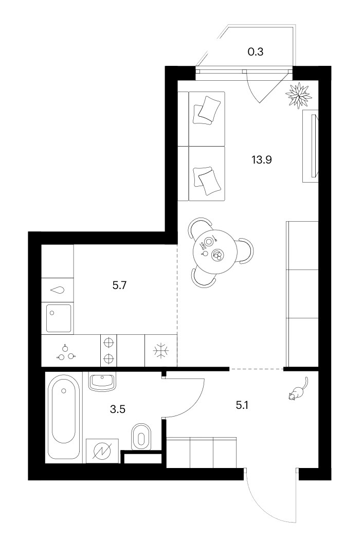 Планировка 28.5 м²