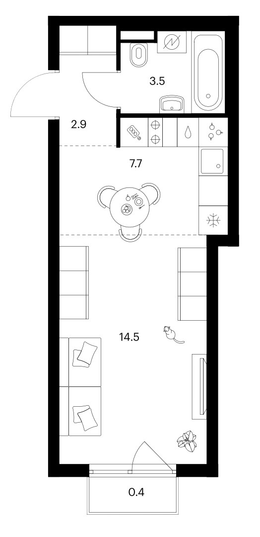 Планировка 29.0 м²