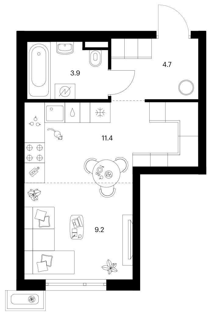 Планировка 29.2 м²