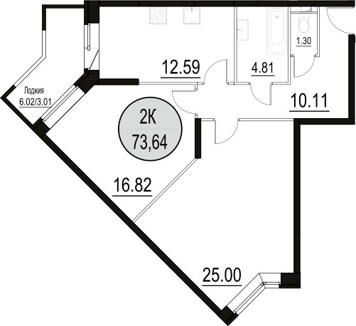 Планировка 73.64 м²