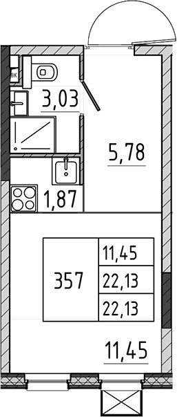 Планировка 22.13 м²
