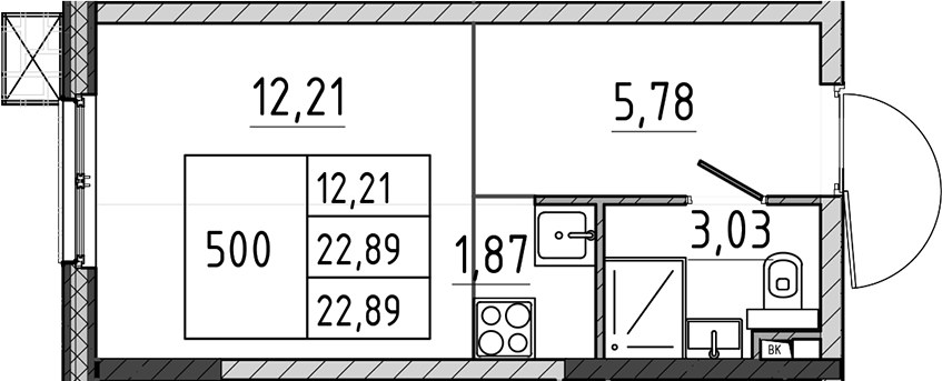 Планировка 22.89 м²