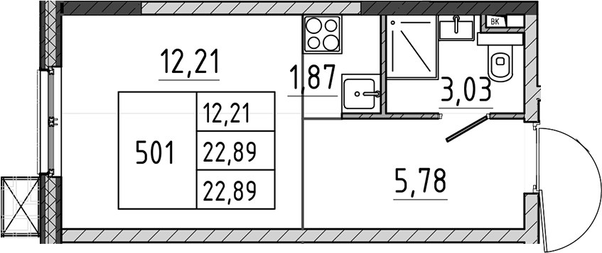 Планировка 22.89 м²