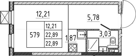 Планировка 22.89 м²