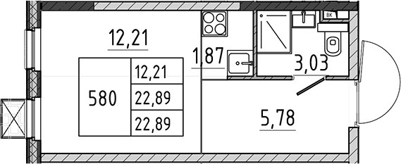 Планировка 22.89 м²