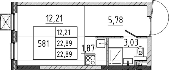 Планировка 22.89 м²