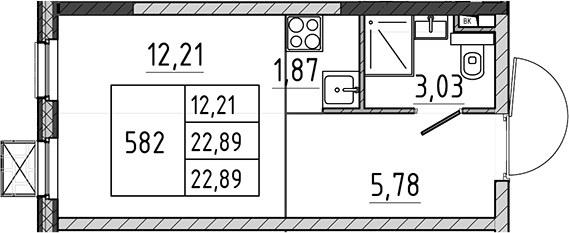 Планировка 22.89 м²