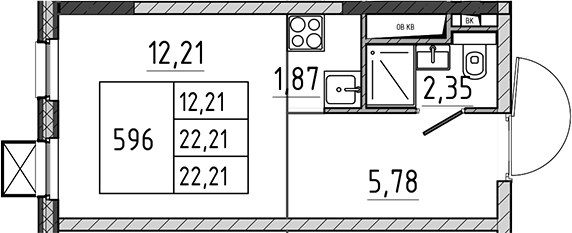 Планировка 22.21 м²