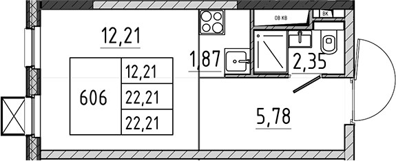 Планировка 22.21 м²