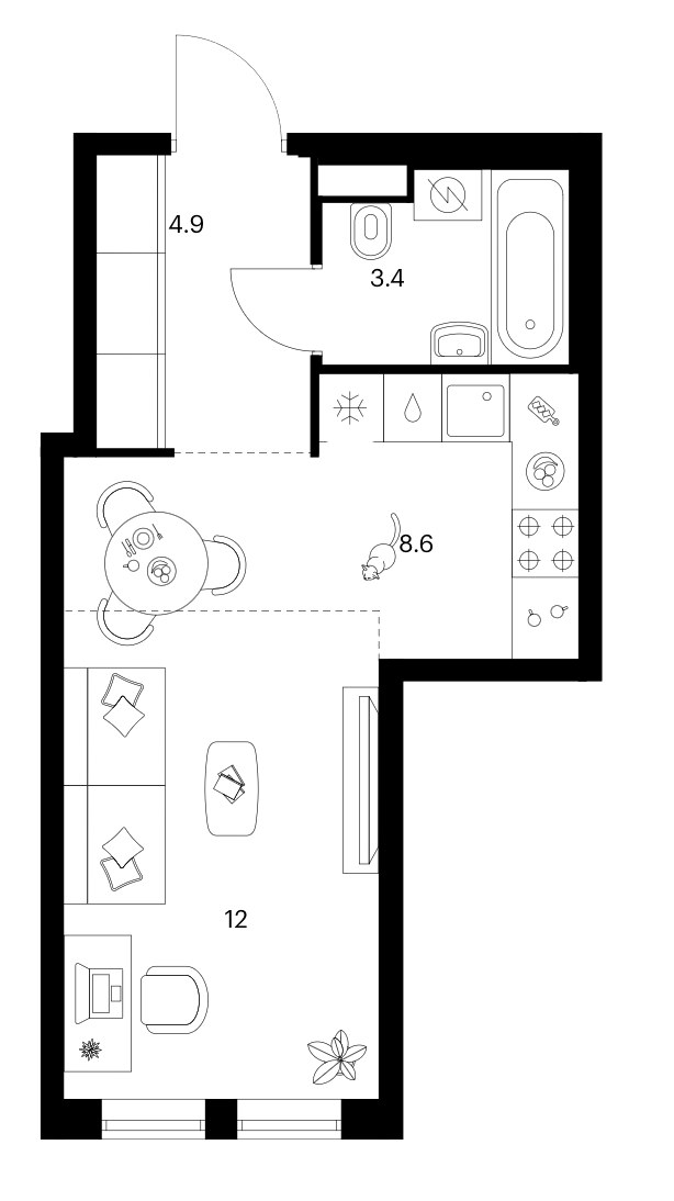 Планировка 28.9 м²