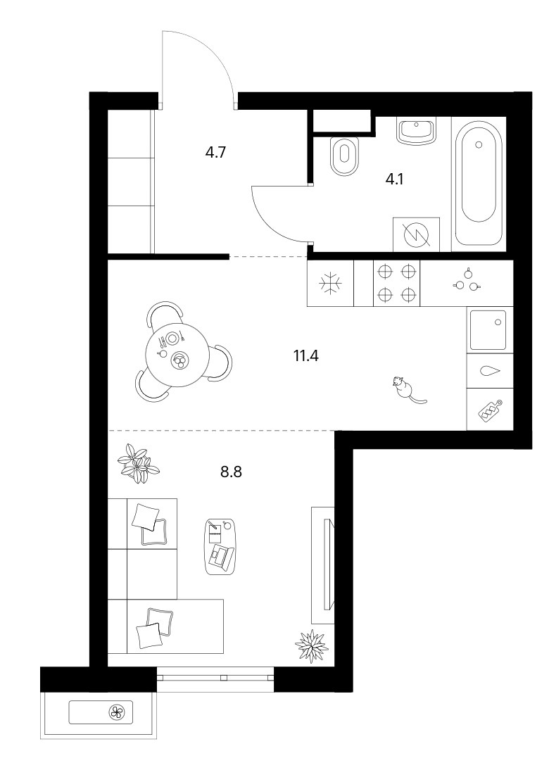 Планировка 29.0 м²