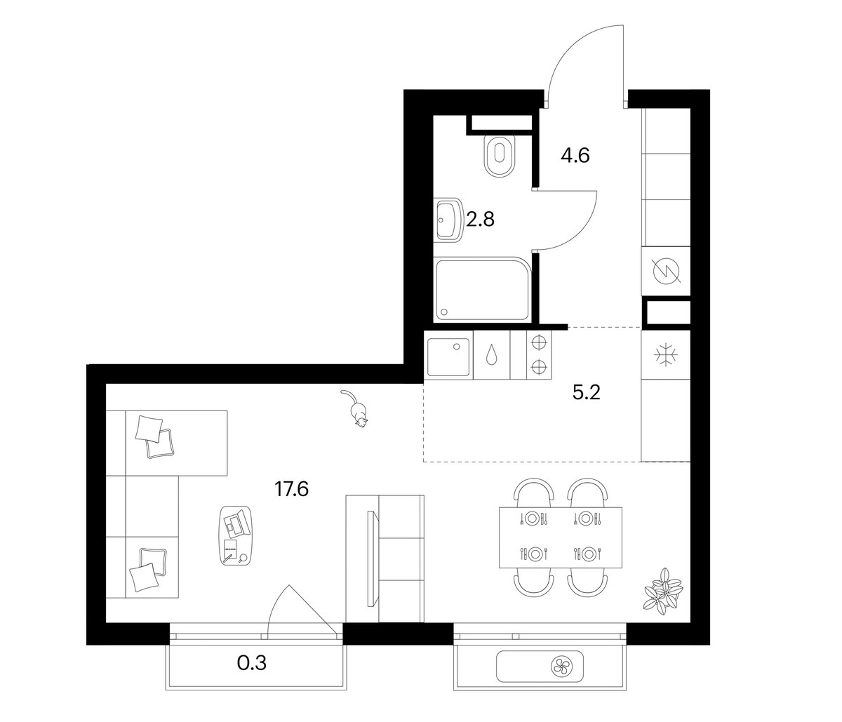Планировка 30.5 м²