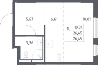 Планировка 26.45 м²