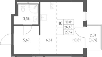 Планировка 27.14 м²