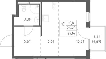Планировка 27.14 м²