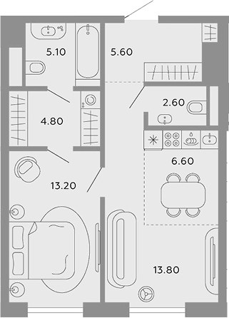 Планировка 51.7 м²
