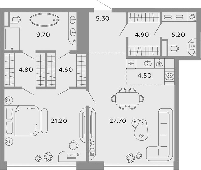 Планировка 87.9 м²
