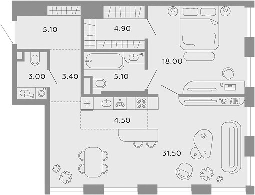 Планировка 75.5 м²