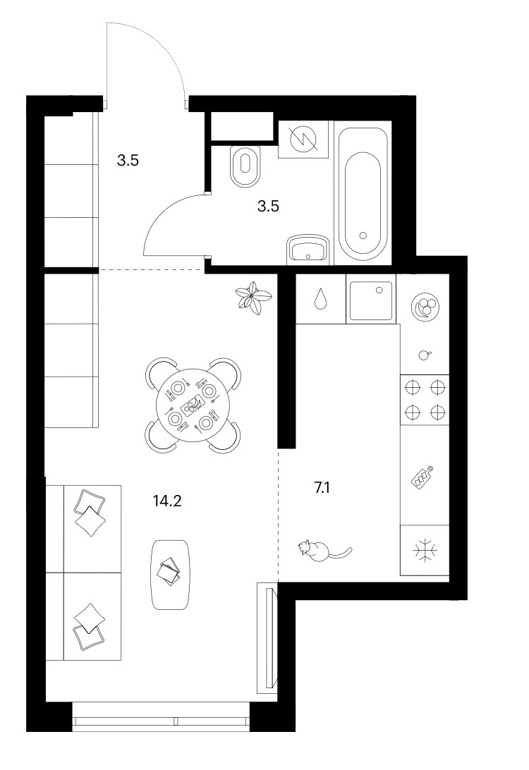 Планировка 28.3 м²
