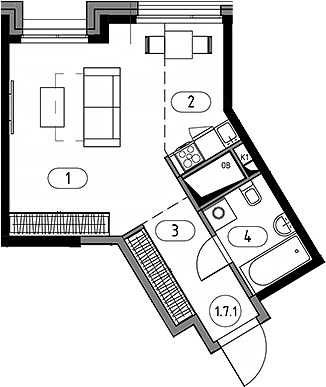 Планировка 36.45 м²