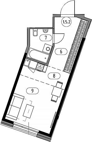 Планировка 34.49 м²