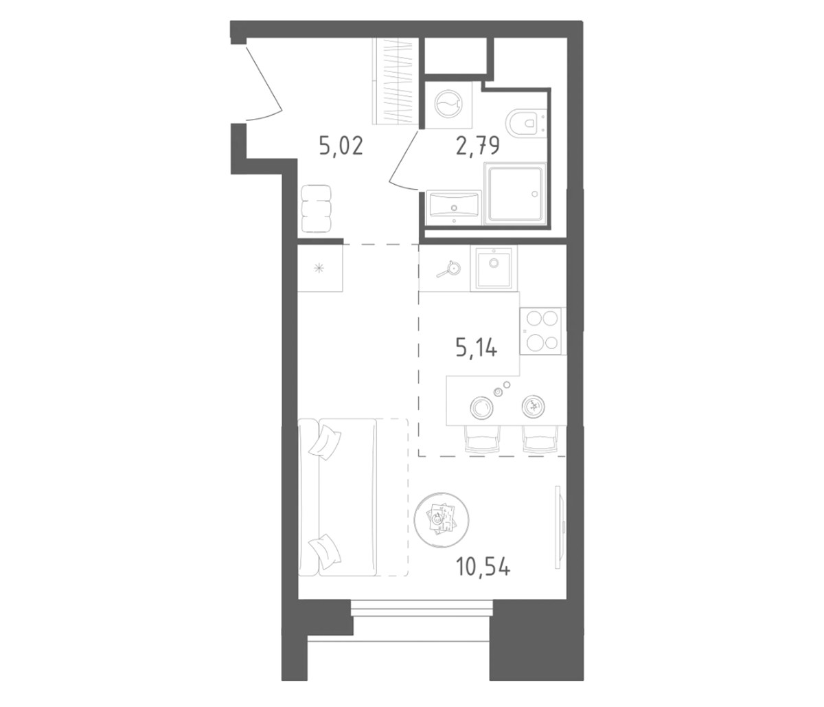 Планировка 23.49 м²