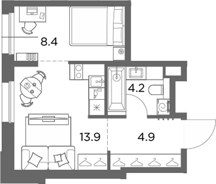Планировка 31.4 м²