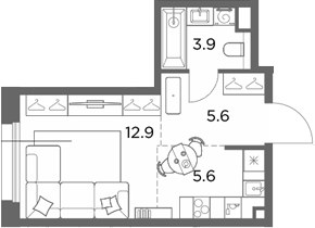 Планировка 28.0 м²