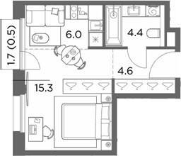 Планировка 30.8 м²