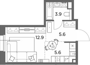 Планировка 28.0 м²
