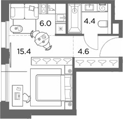 Планировка 30.4 м²
