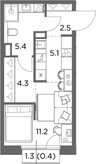 Планировка 28.9 м²