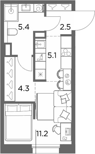 Планировка 28.5 м²