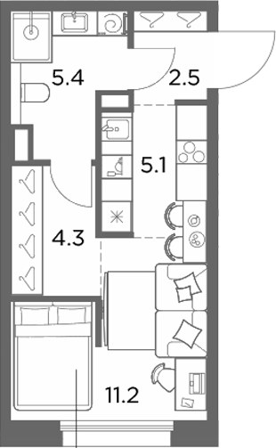Планировка 28.5 м²