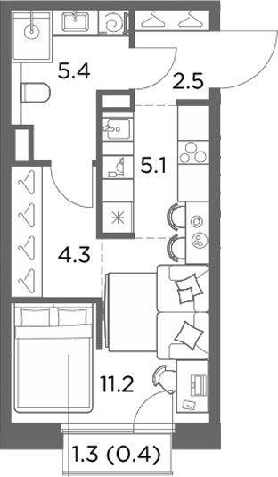 Планировка 28.9 м²