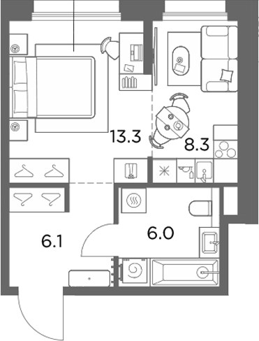 Планировка 33.7 м²